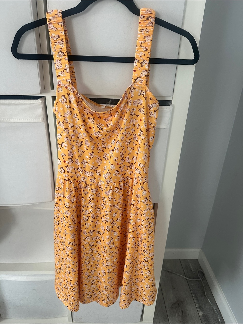 Yellow Floral Sundress with Wide Straps